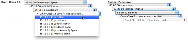 OmniClass 13 and 21